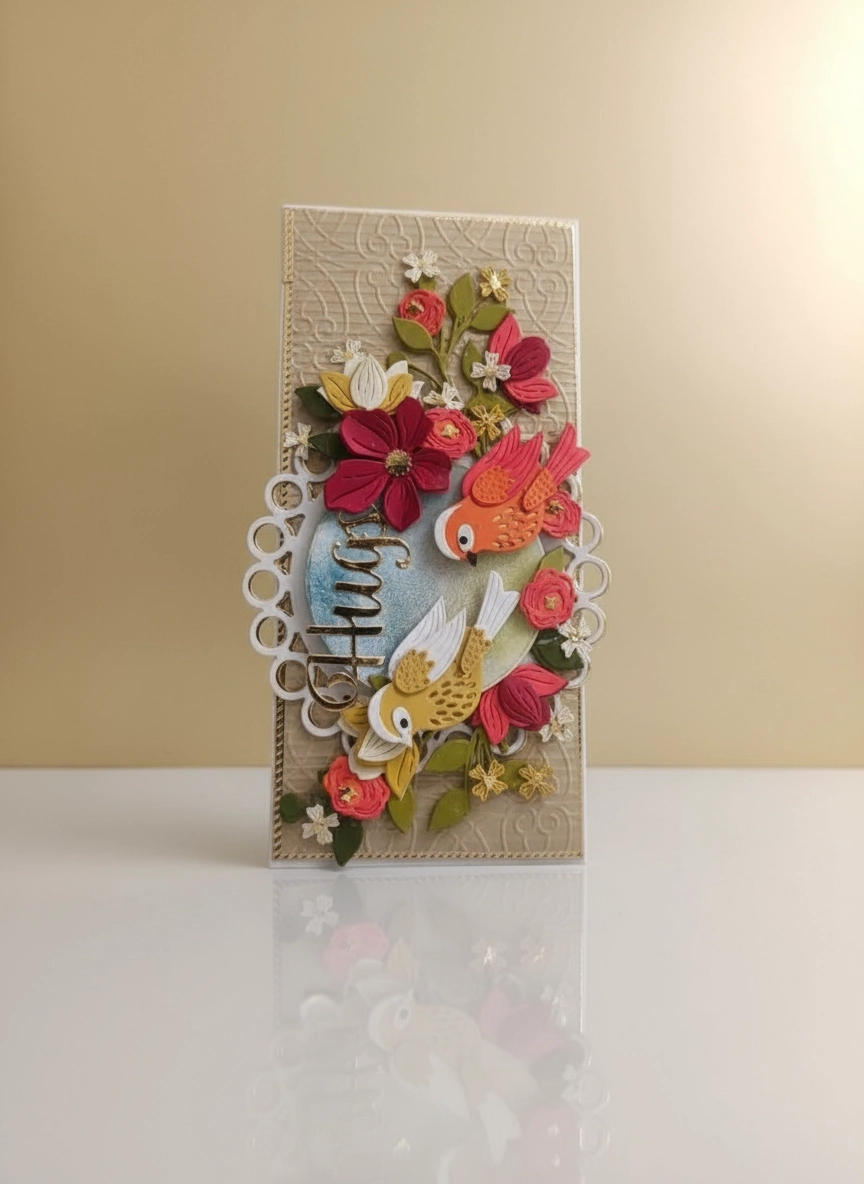 Blissful Hugs 3D Floral Birds Money Envelope thumbnail 2