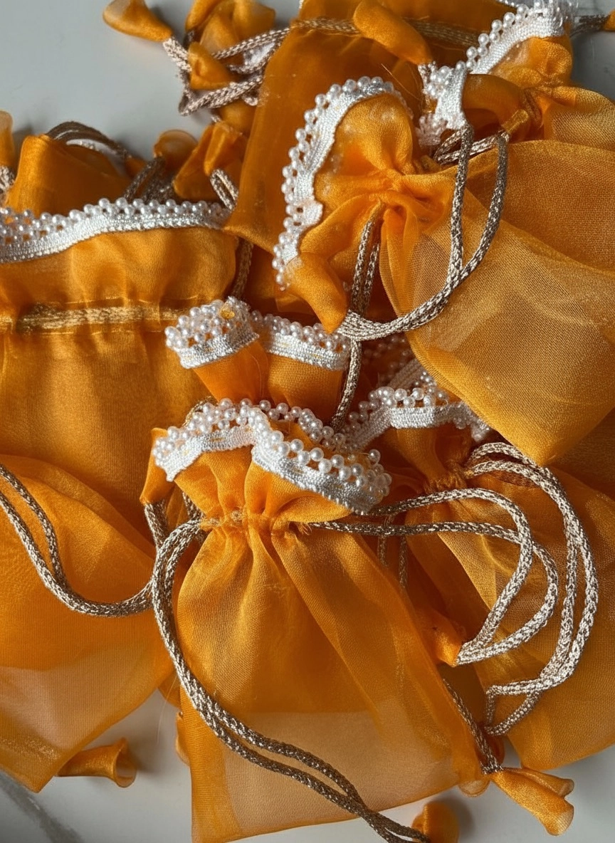 Vibrant Orange Pearl Potli Bag thumbnail 2