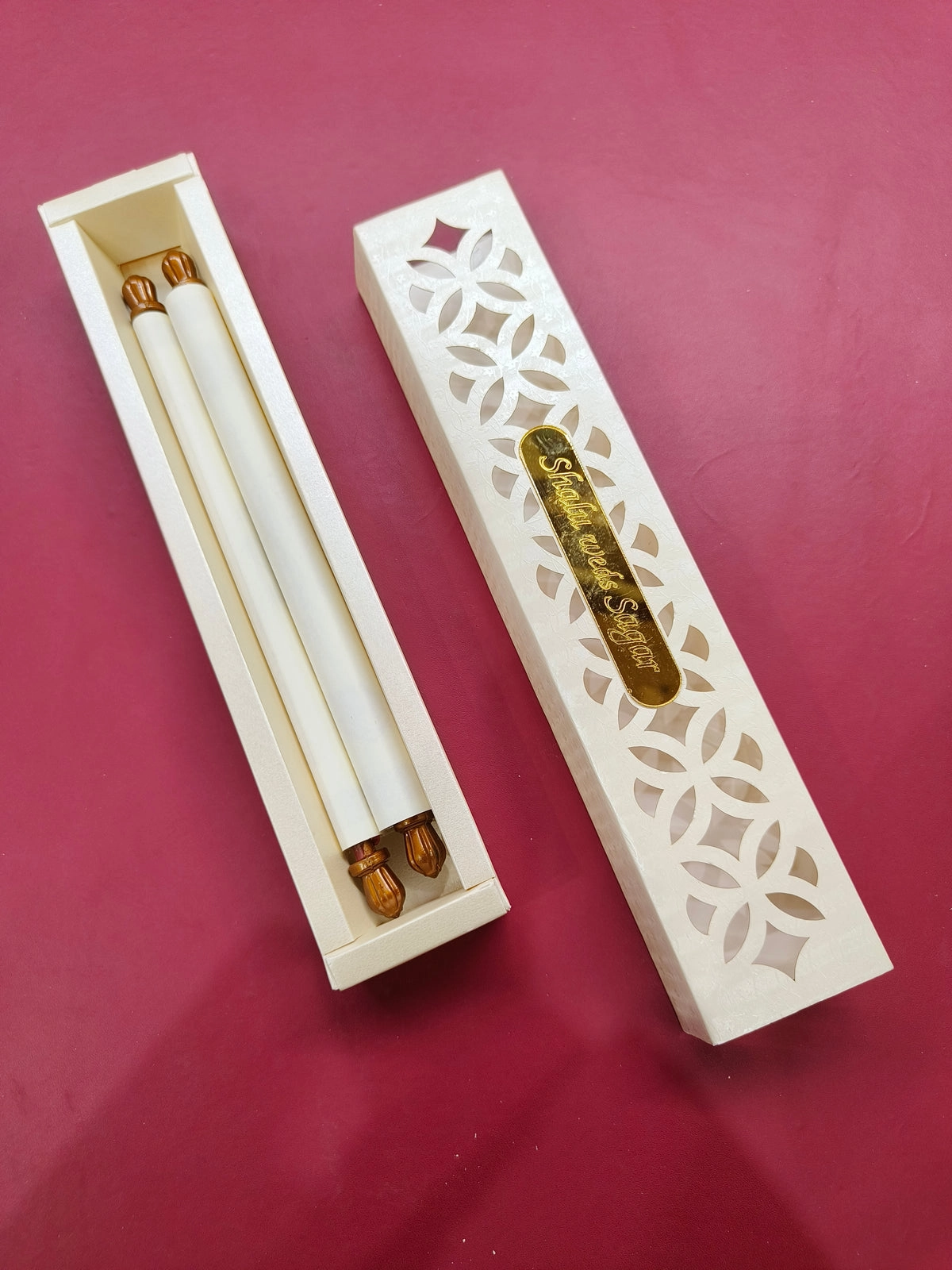 Laser cut box with satin scroll thumbnail 2