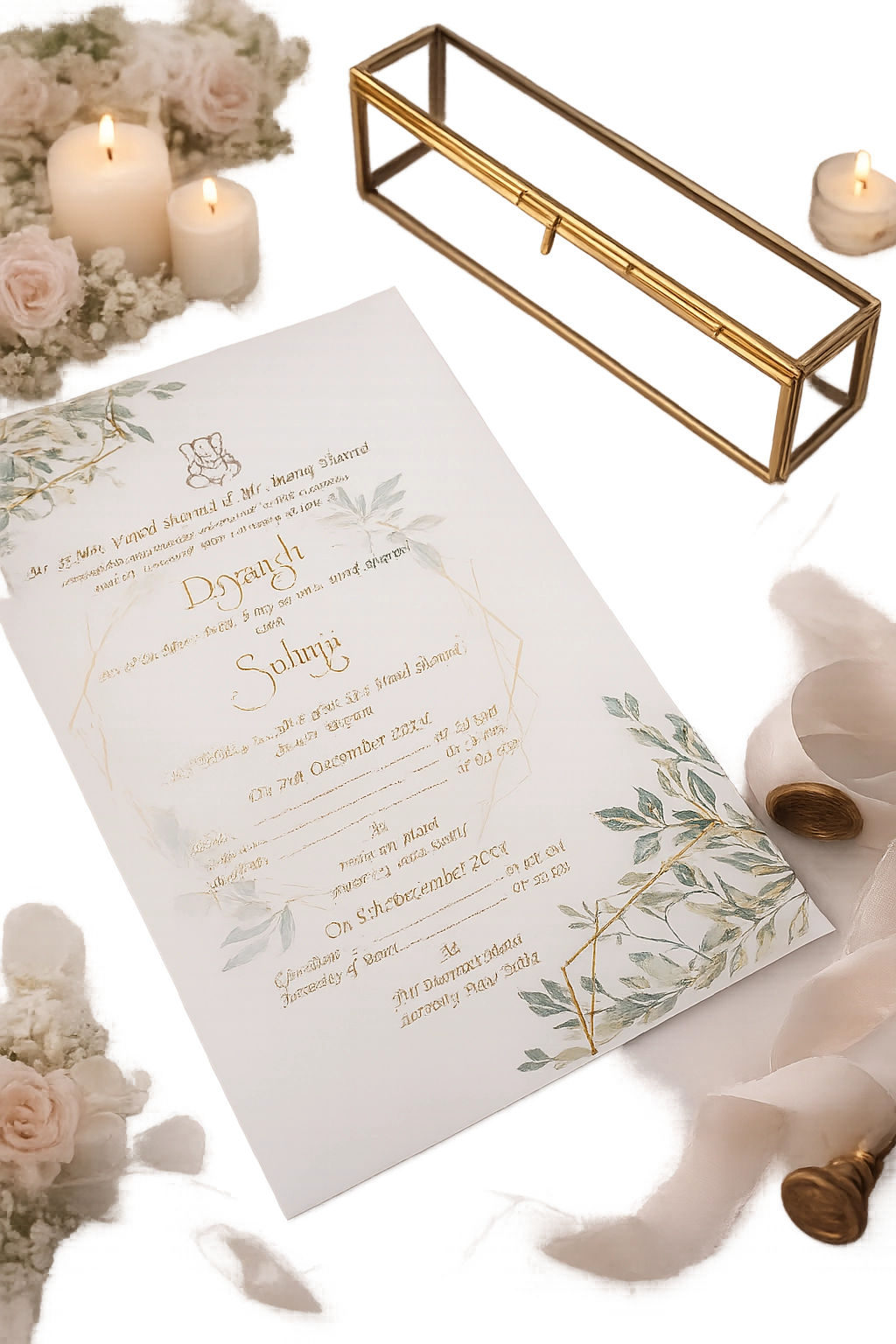 Scroll invite with gold foil printing thumbnail 2