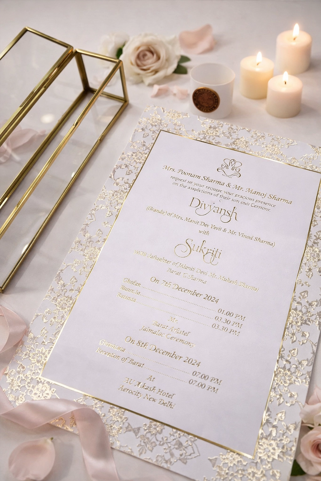 Scroll invite with gold foil printing thumbnail 4