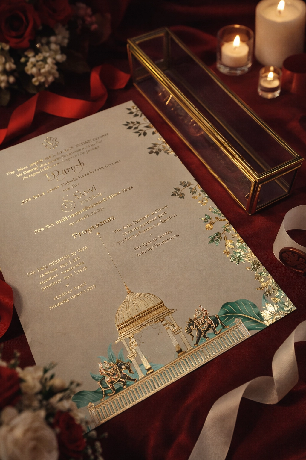 Scroll invite with gold foil printing thumbnail 2