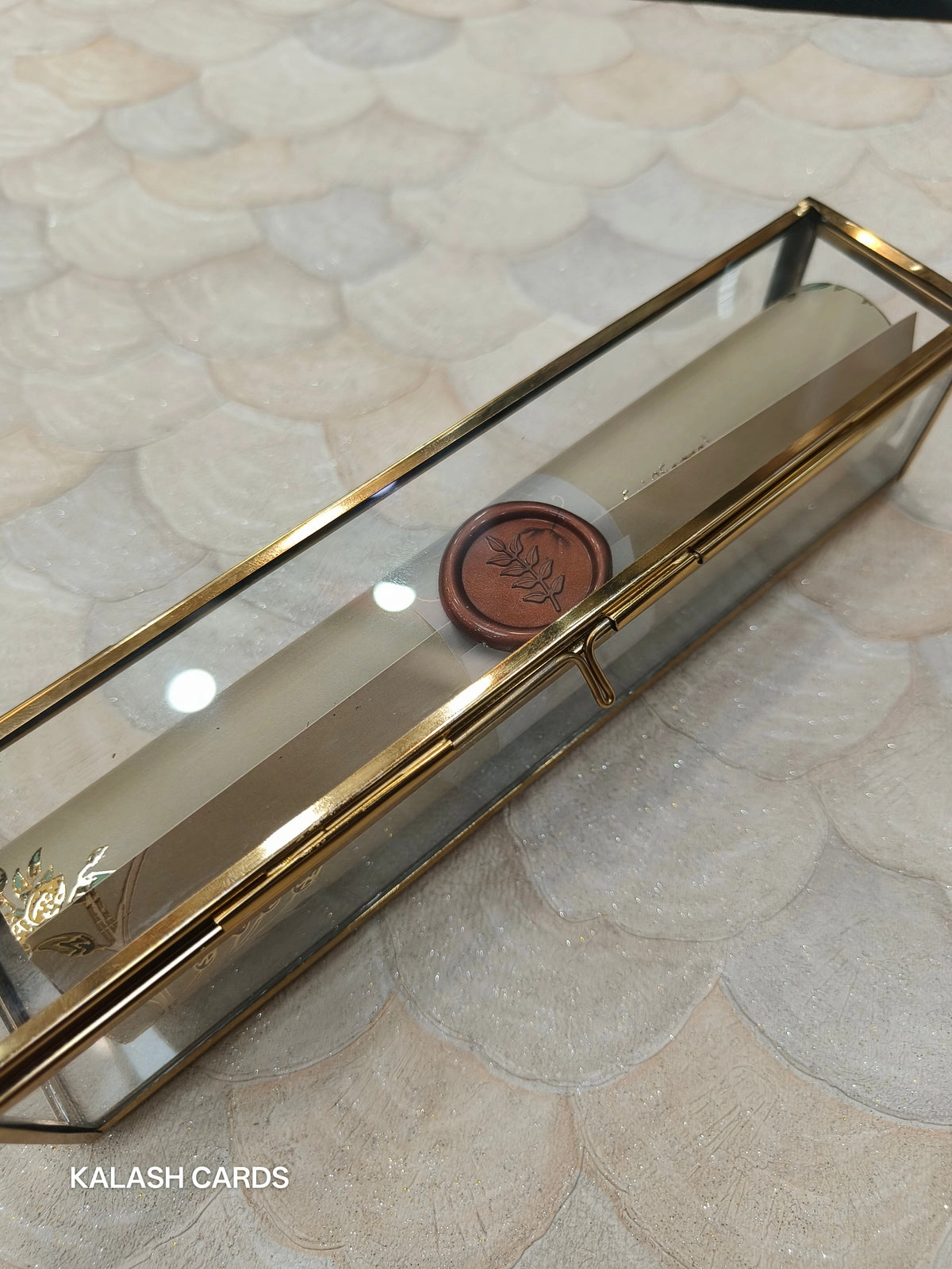 Scroll invite with gold foil printing thumbnail 3