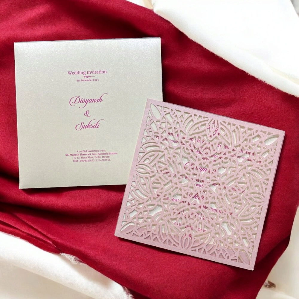 Elegant Laser Cut Floral Wedding Invitation thumbnail 2