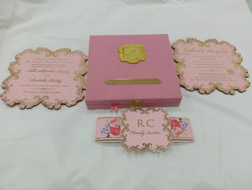 Blush Pink Velvet Wedding Invitation Box
