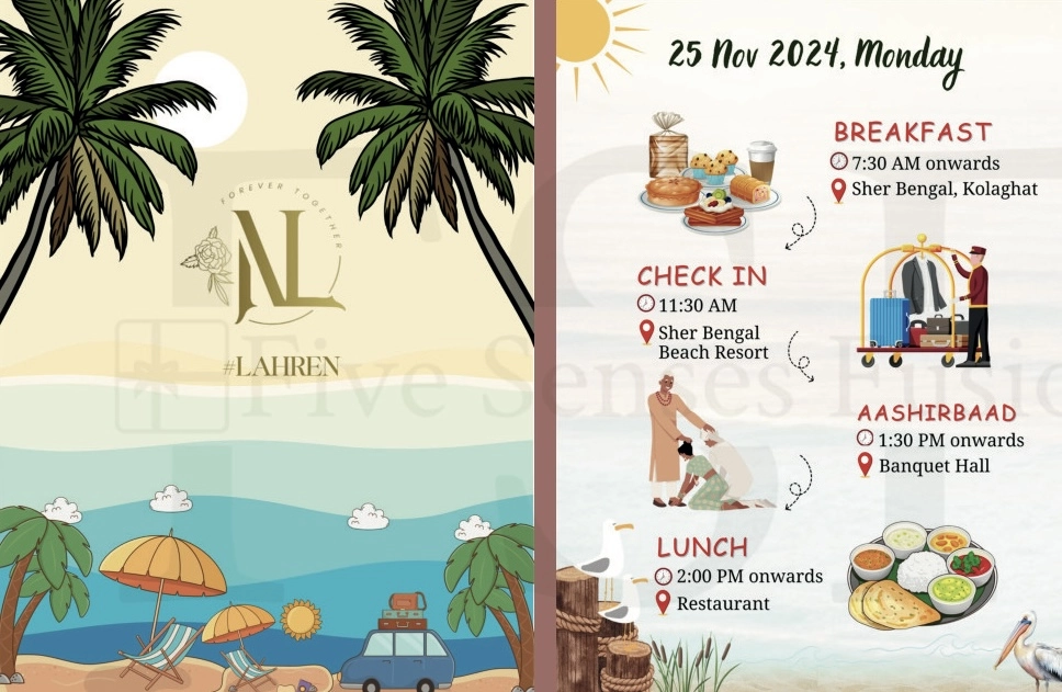 Elegant One-Fold Wedding Itinerary Card thumbnail 2