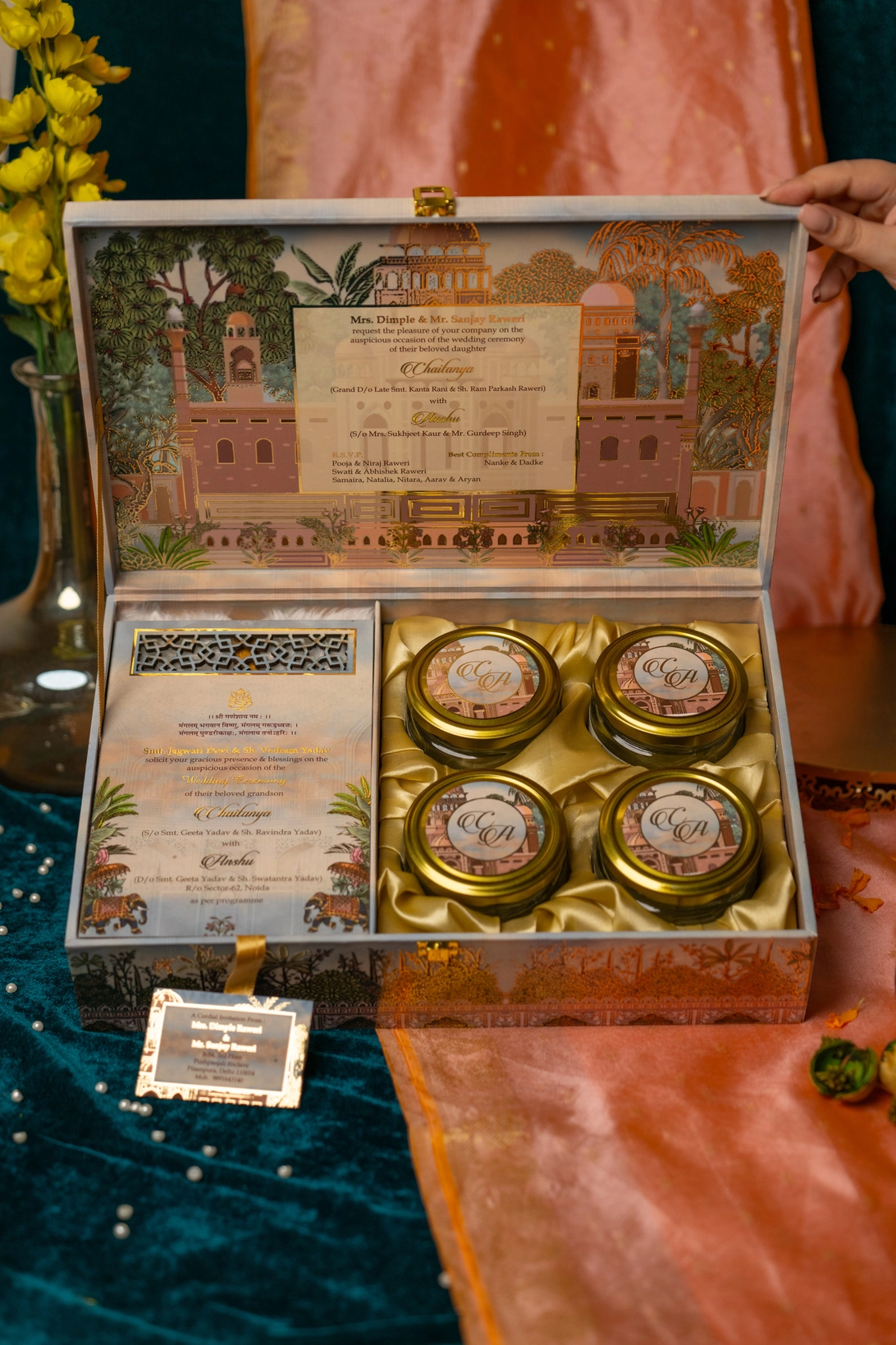 Heritage Luxury Wedding Card with 4 Glass Jars thumbnail 3