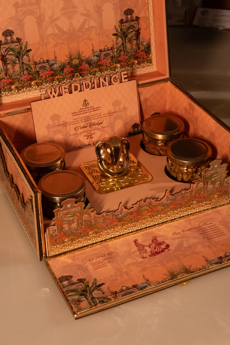 Royal Peach Luxury Wedding Invitation Box thumbnail 3