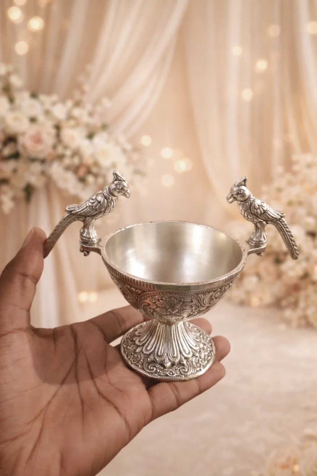 Elegant Silver Cardinal Bird Bowls thumbnail 2