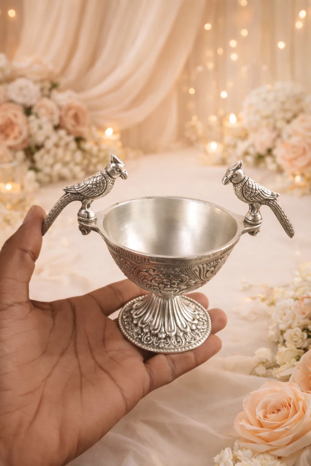 Elegant Silver Cardinal Bird Bowls thumbnail 3