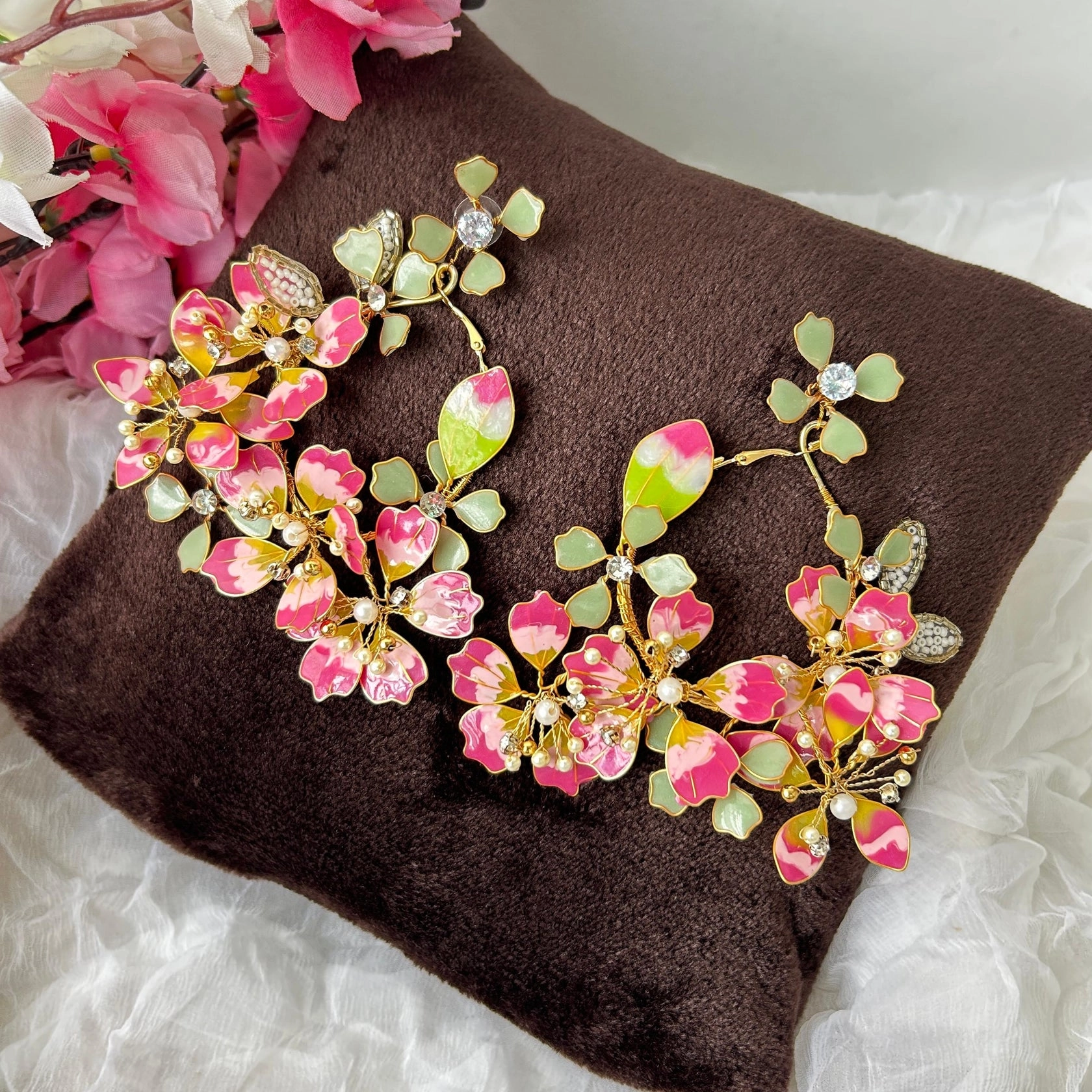 Blush Bloom Bridal Necklace & Earrings Set thumbnail 2