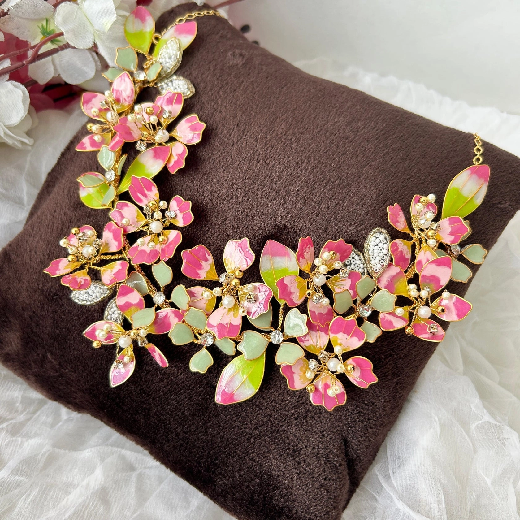 Blush Bloom Bridal Necklace & Earrings Set thumbnail 3