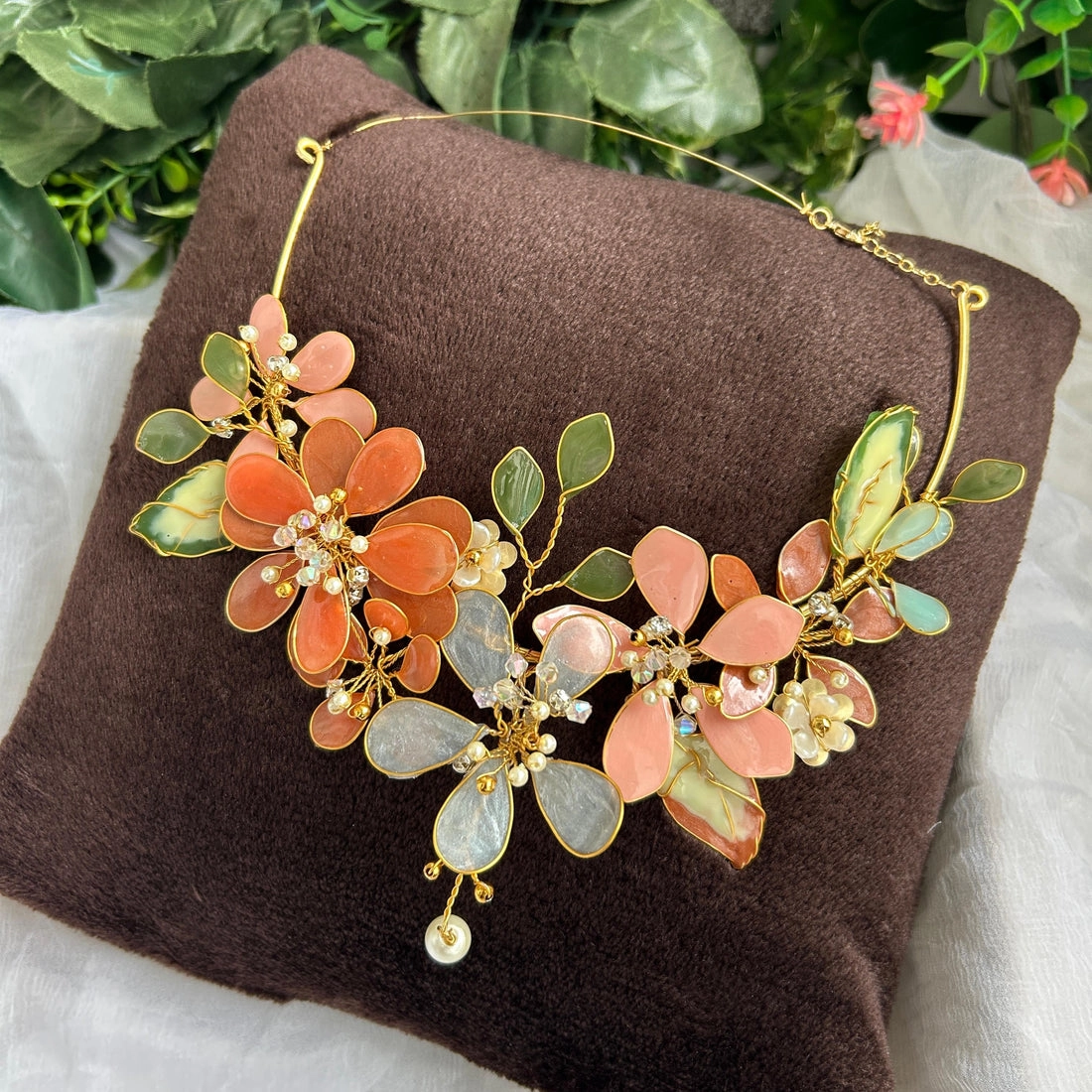 Blushing Bloom Bridal Necklace & Earrings Set thumbnail 2