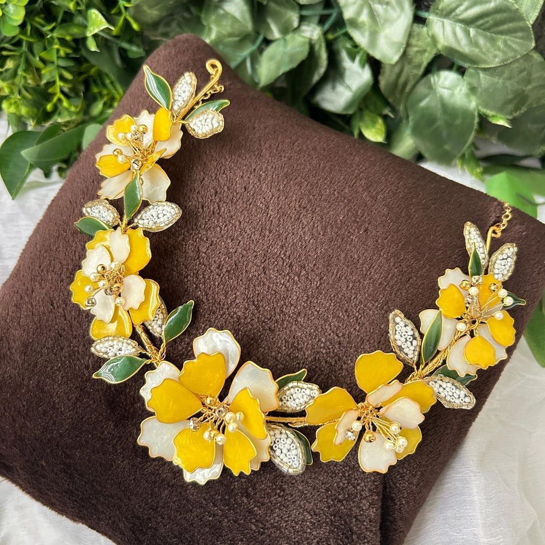 Sunlit Floral Haldi Necklace & Earrings Set thumbnail 2