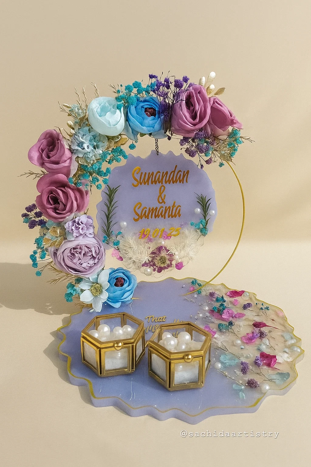 Floral Hoop Personalized Engagement Platter thumbnail 2