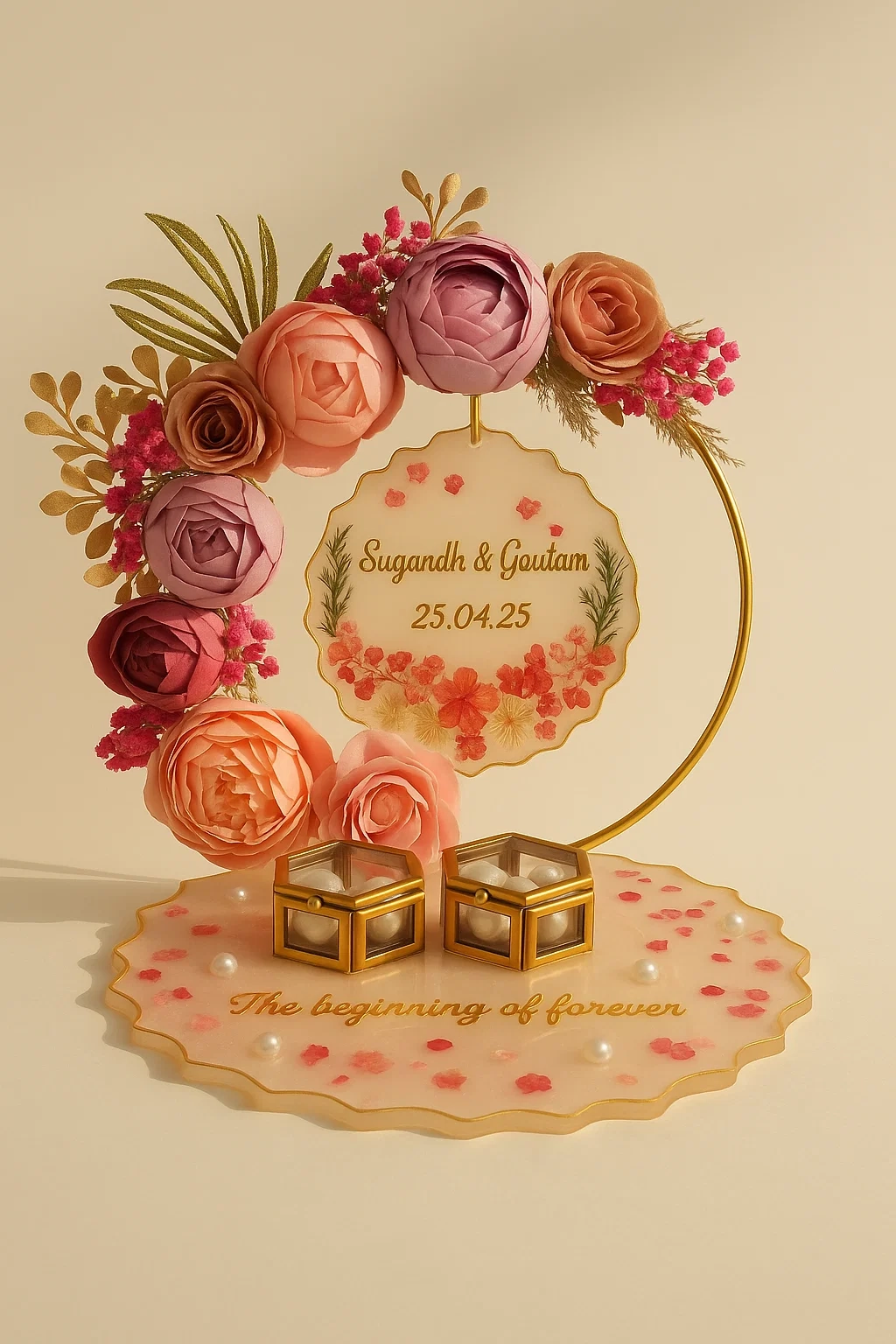 Floral Hoop Personalized Engagement Platter thumbnail 2