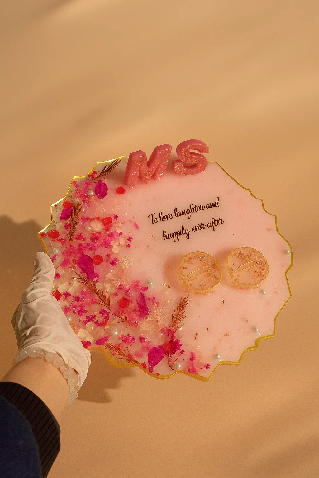 Blush Floral Resin Engagement Ring Platter thumbnail 2