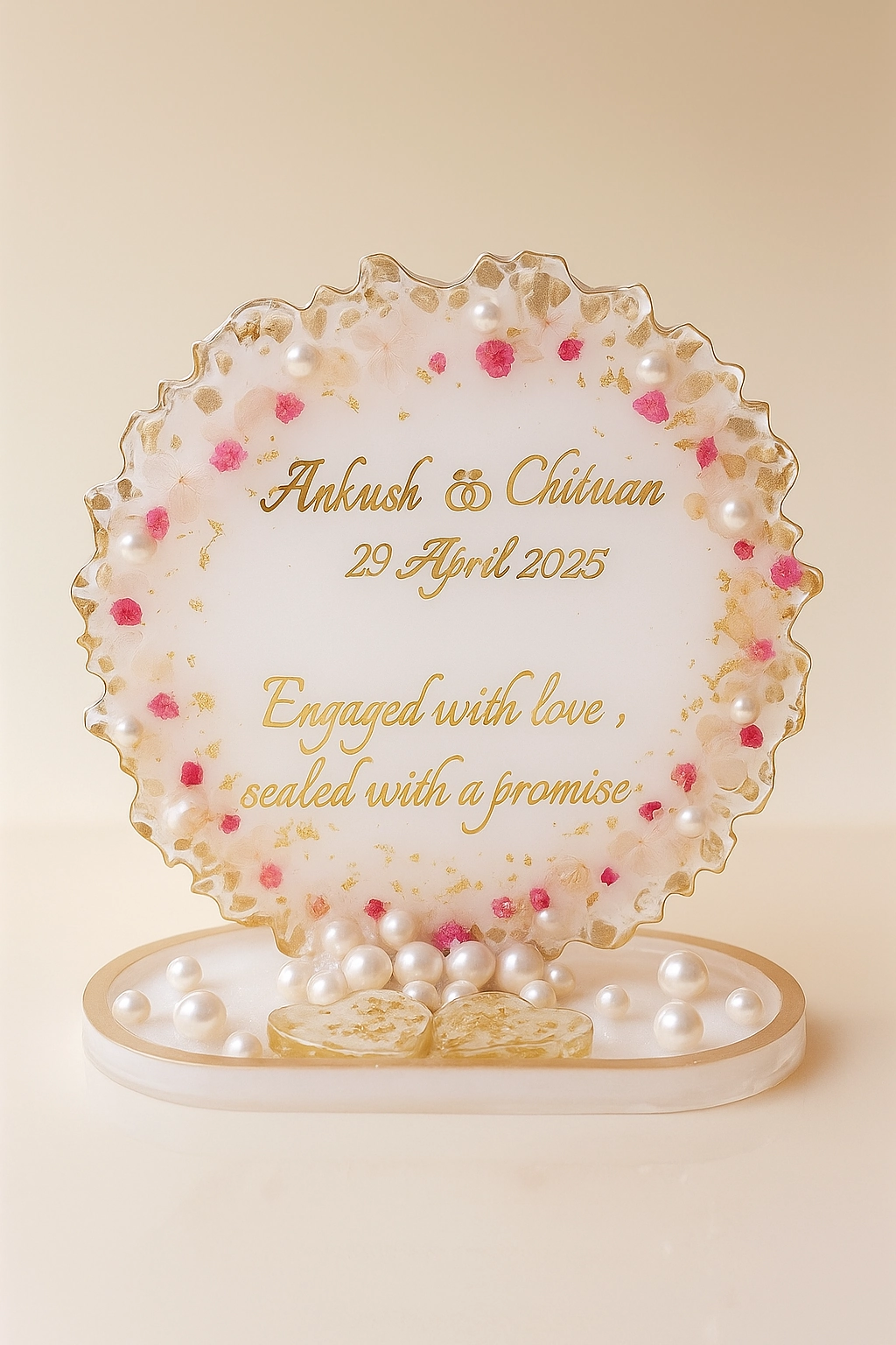 Personalised Pearl & Gold Engagement Platter thumbnail 2