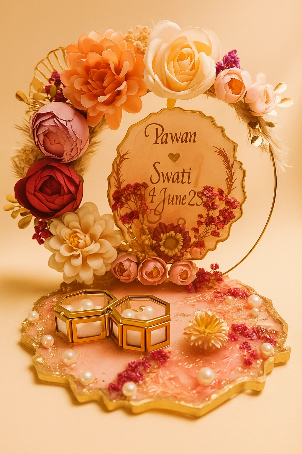 Floral Personalized Engagement Ring Platter thumbnail 2