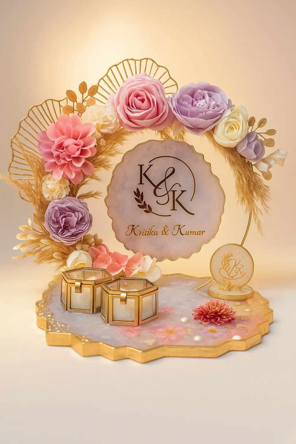 Floral Arc Personalized Engagement Ring Platter thumbnail 2