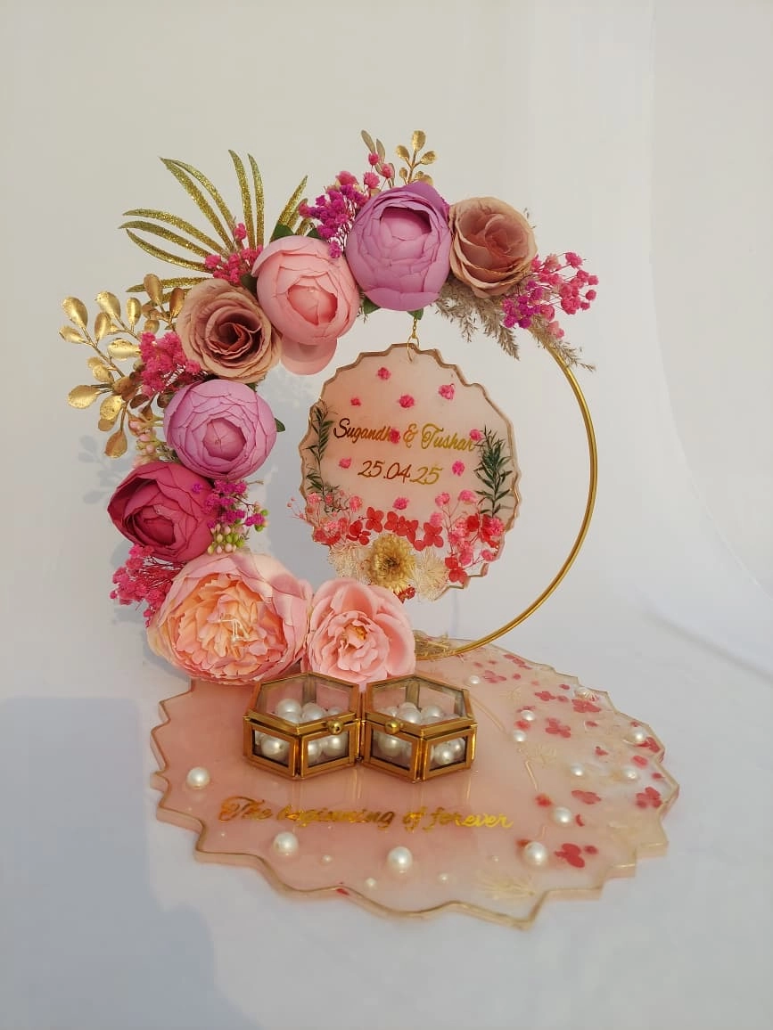 Floral Hoop Personalized Engagement Platter thumbnail 3