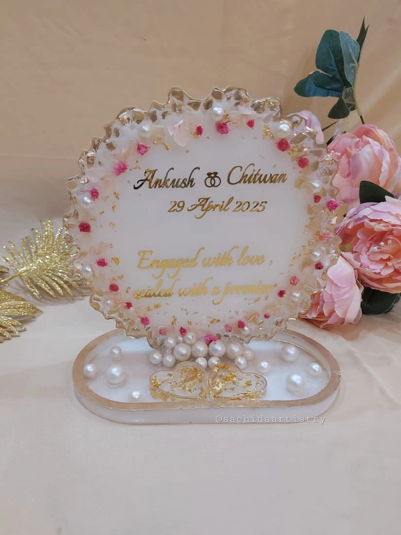 Personalised Pearl & Gold Engagement Platter thumbnail 3