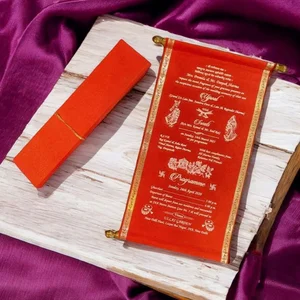 Royal Satin Fabric Scroll Invitation