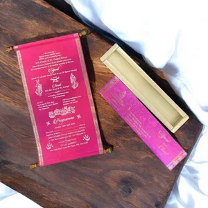 Royal Satin Fabric Scroll Invitation
