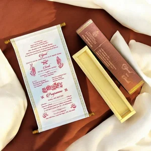 Satin Scroll Wedding Invitation – Luxurious Fabric Invite