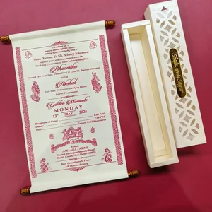 Elegance Laser‑Cut Box with Satin Scroll Invite