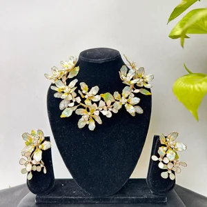 Floral Enamel Choker Necklace & Earrings