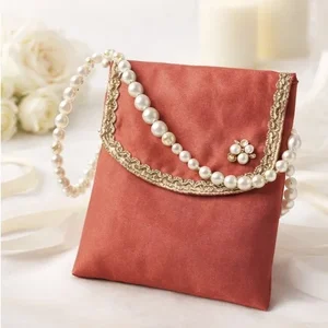 Elegant Pearl Satin Wedding Favor Pouches