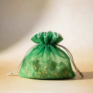 Elegant Green Organza Potli Bags