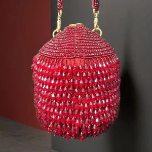Sparkling Red Crystal Bucket Bag