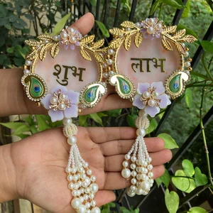 Luxe Shubh Labh Pair – Handmade Resin
