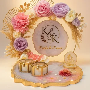Floral Arc Personalized Engagement Ring Platter