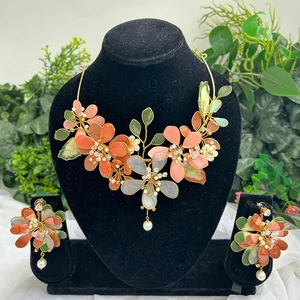 Blushing Bloom Bridal Necklace & Earrings Set