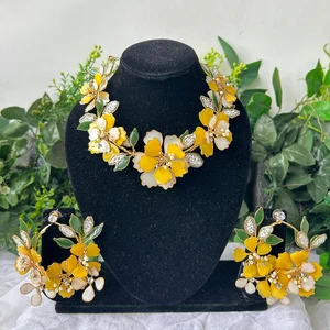 Sunlit Floral Haldi Necklace & Earrings Set