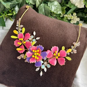Vibrant Floral Statement Necklace & Earring Set