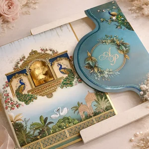 Opulent Peacock Heritage Wedding Invitation