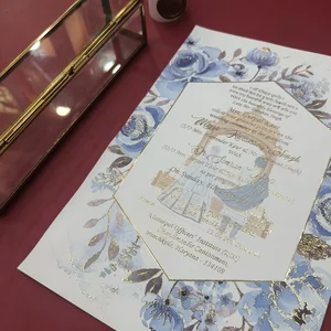 Elegant Blue Floral Scroll Invitation